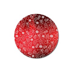 Christmas Pattern Red Magnet 3  (round)