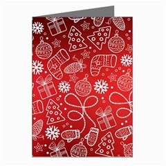 Christmas Pattern Red Greeting Cards (pkg Of 8)