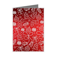 Christmas Pattern Red Mini Greeting Card