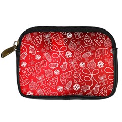 Christmas Pattern Red Digital Camera Leather Case