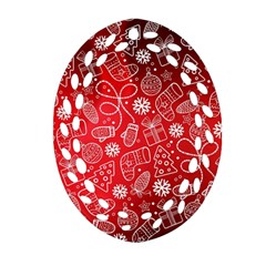 Christmas Pattern Red Ornament (oval Filigree)