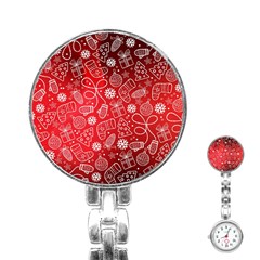 Christmas Pattern Red Stainless Steel Nurses Watch by uniart180623