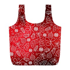 Christmas Pattern Red Full Print Recycle Bag (l) by uniart180623