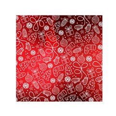 Christmas Pattern Red Square Satin Scarf (30  X 30 )