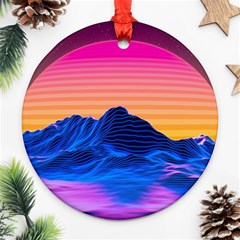 Sun Ultra Artistic 3d Illustration Sunset Round Ornament (two Sides) by uniart180623