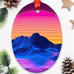 Sun Ultra Artistic 3d Illustration Sunset Oval Ornament (two Sides) by uniart180623