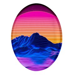 Sun Ultra Artistic 3d Illustration Sunset Oval Glass Fridge Magnet (4 Pack)