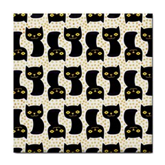 Black Cats And Dots Koteto Cat Pattern Kitty Tile Coaster by uniart180623