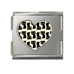 Black Cats And Dots Koteto Cat Pattern Kitty Mega Link Heart Italian Charm (18mm) by uniart180623