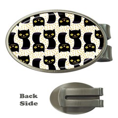 Black Cats And Dots Koteto Cat Pattern Kitty Money Clips (oval)  by uniart180623