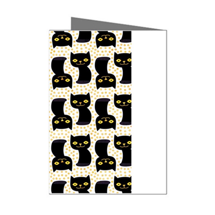 Black Cats And Dots Koteto Cat Pattern Kitty Mini Greeting Cards (Pkg of 8)