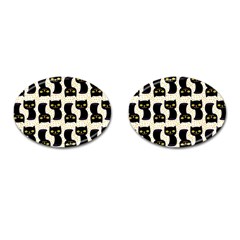 Black Cats And Dots Koteto Cat Pattern Kitty Cufflinks (oval) by uniart180623