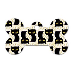 Black Cats And Dots Koteto Cat Pattern Kitty Dog Tag Bone (one Side) by uniart180623