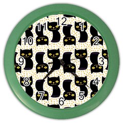 Black Cats And Dots Koteto Cat Pattern Kitty Color Wall Clock by uniart180623