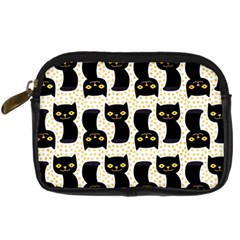 Black Cats And Dots Koteto Cat Pattern Kitty Digital Camera Leather Case by uniart180623