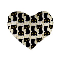 Black Cats And Dots Koteto Cat Pattern Kitty Standard 16  Premium Heart Shape Cushions by uniart180623