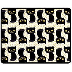 Black Cats And Dots Koteto Cat Pattern Kitty Two Sides Fleece Blanket (medium) by uniart180623