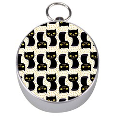 Black Cats And Dots Koteto Cat Pattern Kitty Silver Compasses by uniart180623