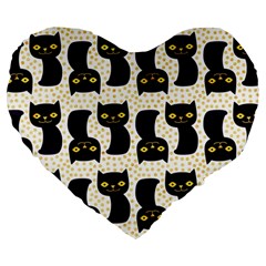 Black Cats And Dots Koteto Cat Pattern Kitty Large 19  Premium Flano Heart Shape Cushions by uniart180623