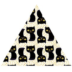 Black Cats And Dots Koteto Cat Pattern Kitty Wooden Puzzle Triangle by uniart180623