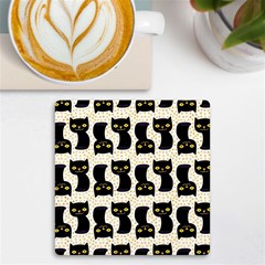 Black Cats And Dots Koteto Cat Pattern Kitty Uv Print Square Tile Coaster  by uniart180623