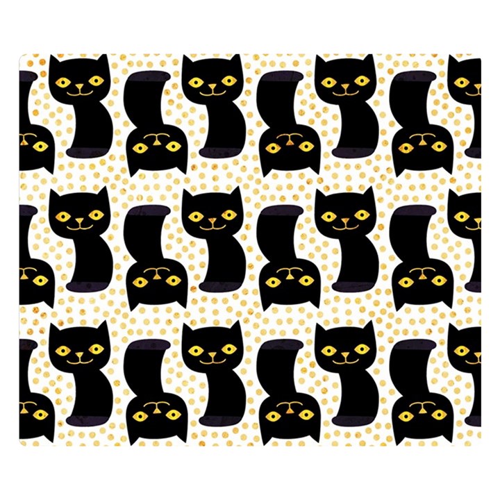 Black Cats And Dots Koteto Cat Pattern Kitty Premium Plush Fleece Blanket (Small)