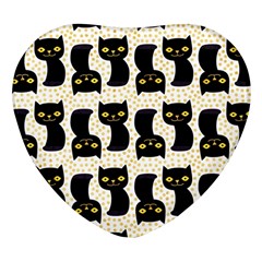 Black Cats And Dots Koteto Cat Pattern Kitty Heart Glass Fridge Magnet (4 Pack) by uniart180623