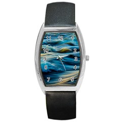 Waves Abstract Barrel Style Metal Watch by uniart180623