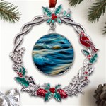 Waves Abstract Metal X mas Wreath Holly leaf Ornament Front