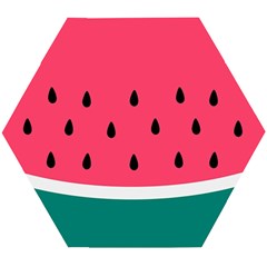 Watermelon Fruit Pattern Wooden Puzzle Hexagon by uniart180623