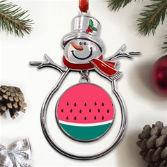 Watermelon Fruit Pattern Metal Snowman Ornament