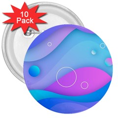 Colorful Blue Purple Wave 3  Buttons (10 pack) 