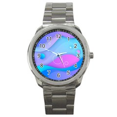 Colorful Blue Purple Wave Sport Metal Watch