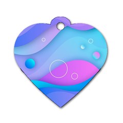 Colorful Blue Purple Wave Dog Tag Heart (Two Sides)