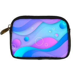 Colorful Blue Purple Wave Digital Camera Leather Case