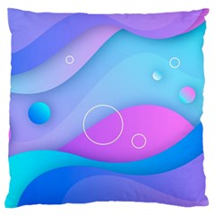 Colorful Blue Purple Wave Large Premium Plush Fleece Cushion Case (One Side)