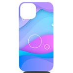 Colorful Blue Purple Wave iPhone 14 Black UV Print Case Front