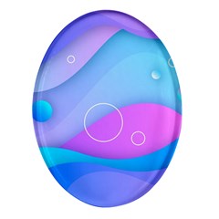 Colorful Blue Purple Wave Oval Glass Fridge Magnet (4 pack)