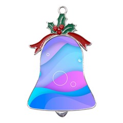 Colorful Blue Purple Wave Metal Holly Leaf Bell Ornament by uniart180623