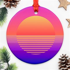 Sunset Summer Time Round Ornament (two Sides) by uniart180623