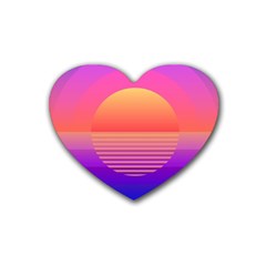 Sunset Summer Time Rubber Coaster (heart) by uniart180623