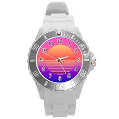 Sunset Summer Time Round Plastic Sport Watch (l) by uniart180623