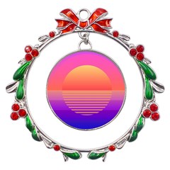 Sunset Summer Time Metal X mas Wreath Ribbon Ornament