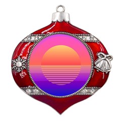 Sunset Summer Time Metal Snowflake And Bell Red Ornament by uniart180623