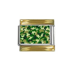 Green Military Background Camouflage Gold Trim Italian Charm (9mm) by uniart180623