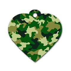 Green Military Background Camouflage Dog Tag Heart (two Sides) by uniart180623