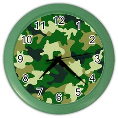 Green Military Background Camouflage Color Wall Clock by uniart180623