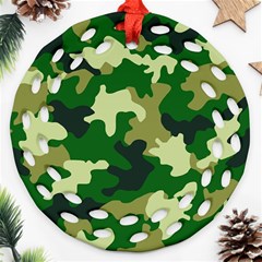 Green Military Background Camouflage Ornament (round Filigree) by uniart180623