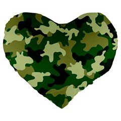 Green Military Background Camouflage Large 19  Premium Heart Shape Cushions by uniart180623