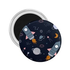 Space Background Illustration With Stars And Rocket Seamless Vector Pattern 2 25  Magnets by uniart180623